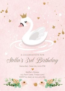 Invitation Swan Pink design preview