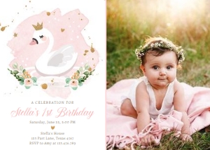 Invitation Swan White Photo design preview