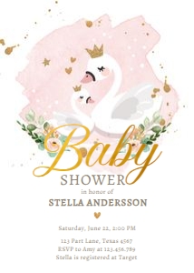 Invitation Baby Shower Swan White design preview