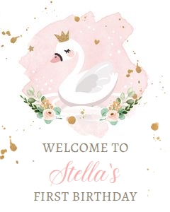 Welcome Sign Birthday Swan White design preview