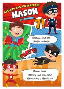 Birthday Invitation Superheroes Boy design preview