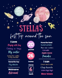 Milestone Sign Space Planets White Girl Dark design preview