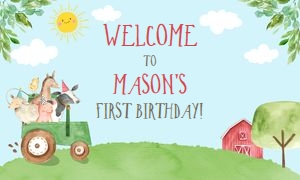 Backdrop Banner Farm Animals Sky Green Truck 36x60: Backdrop Banner Farm Animals Sky Green Truck