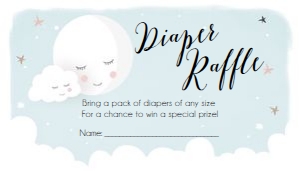 Diaper Raffle Ticket Moon Blue design preview