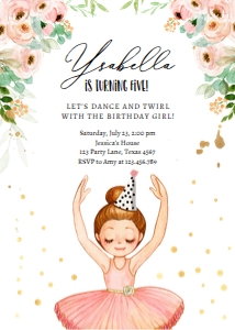 Birthday Invitation Ballerina Floral Arms design preview