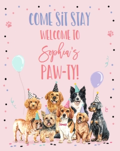 Welcome Sign Dog Pink Background design preview