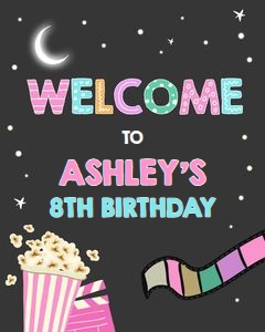 Welcome Sign Movie Night Girl 2 design preview
