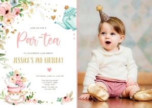 Birthday invitation Partea White Vertical V3 - Photo design preview