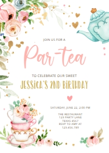 Birthday invitation Partea White Vertical V3 design preview