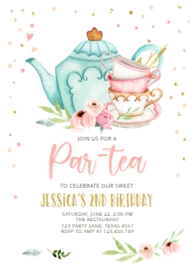 Birthday invitation Partea White Vertical V2 design preview