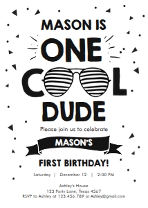 Birthday Invitation One Cool Dude Striped design preview