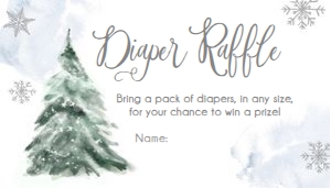 Diaper Raffle Ticket Winter Tree Blue design preview