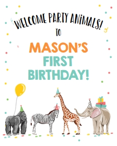 Welcome Sign Party Animals Zoo Boy Vertical V2 design preview