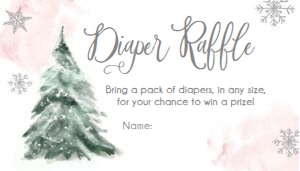 Diaper Raffle Ticket Winter Tree Pink design preview