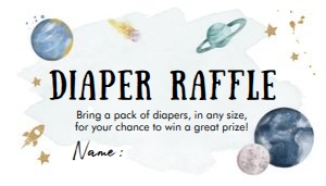Diaper Raffle Ticket Space Planets Boy design preview