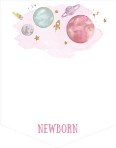 Birthday Monthly Photo Banner Space Planets Girl White design preview