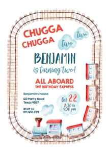 Birthday Invitation Train Rails Two Two design preview