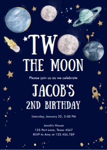 Invitation Space Planets Boy Two The Moon Dark v3 0357 design preview