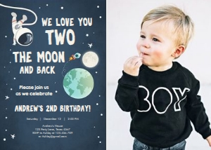 Birthday Invitation Two the Moon - Photo design preview