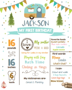 Birthday Milestones Poster Camper Boy design preview