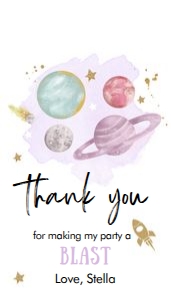 Favor Tag Space Planets White Blast Girl Purple: Favor Tag Space Planets White Blast Girl Purple