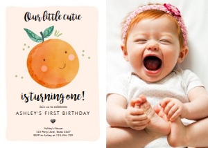 Birthday Invitation Little Cutie Neutral - Photo design preview