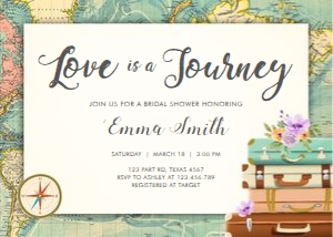 Bridal Shower Invitation Love is a Journey Miss to Mrs Purple Map Horizontal design preview