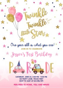 Birthday Invitation Drive By Twinkle design preview