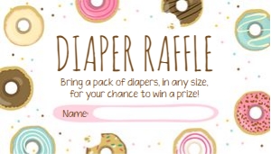 Diaper Raffle Ticket Donut Pink White design preview