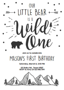 Birthday Invitation Adventure Wild One Black design preview