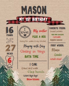 Birthday Milestones Poster Lumberjack Trees 2 design preview