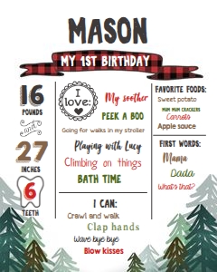 Birthday Milestones Poster Lumberjack Trees White 2 design preview