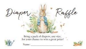 Diaper Raffle Ticket Peter Rabbit Blue design preview