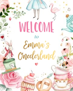 Welcome Sign Alice in Onederland White design preview