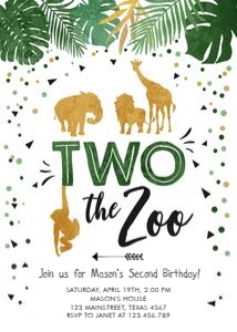 Birthday Invitation Two Wild Two the Zoo Boy design preview
