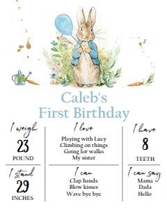 Milestone Sign Peter Rabbit White Boy V2 design preview