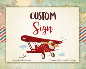 Custom Sign Vintage Airplane v2 design preview