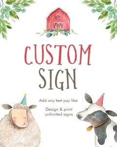 Editable Custom Sign Farm Animals Boy Sheep Cow 8x10 design preview