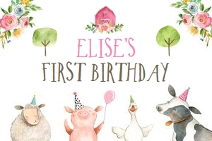 Backdrop Banner Farm Animals Pink design preview