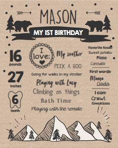 Birthday Milestones Sign Wild Adventure Paper design preview