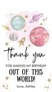 Favor Tag Space Planets Girl White Birthday: Favor Tag Space Planets Girl White Birthday
