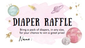 Diaper Raffle Ticket Space Planets Girl design preview