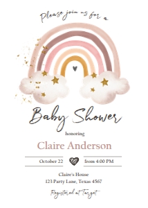 Invitation Baby Shower Rainbow Watercolor Boho design preview