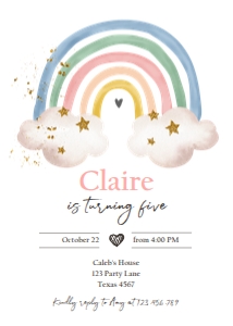 Invitation Birthday Rainbow Watercolor Colors design preview