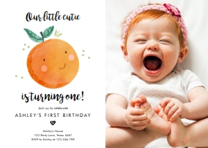 Birthday Invitation Little Cutie White Photo design preview