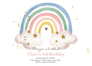Invitation Birthday Rainbow Watercolor Colors Horizontal design preview