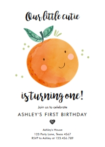 Birthday Invitation Little Cutie White design preview