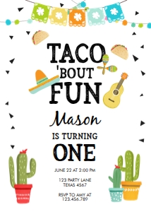 Birthday Invitation Taco Bout Fun Boy design preview