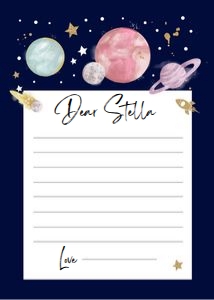 Time Capsule Space Planets White Girl Dark Card 5x7: Time Capsule Space Planets White Girl Dark