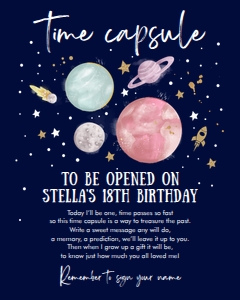 Time Capsule Space Planets White Girl Dark Sign 8x10: Time Capsule Space Planets White Girl Dark